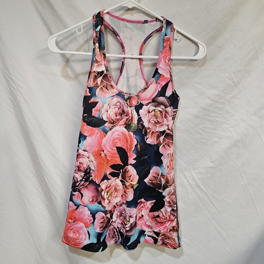 Lululemon Cool Racerback Tank Top Secret Garden Floral Running Yoga Size M EUC